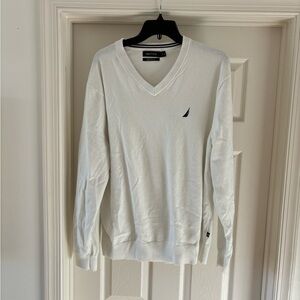 Nautica Men's Cream V-Neck Sweater